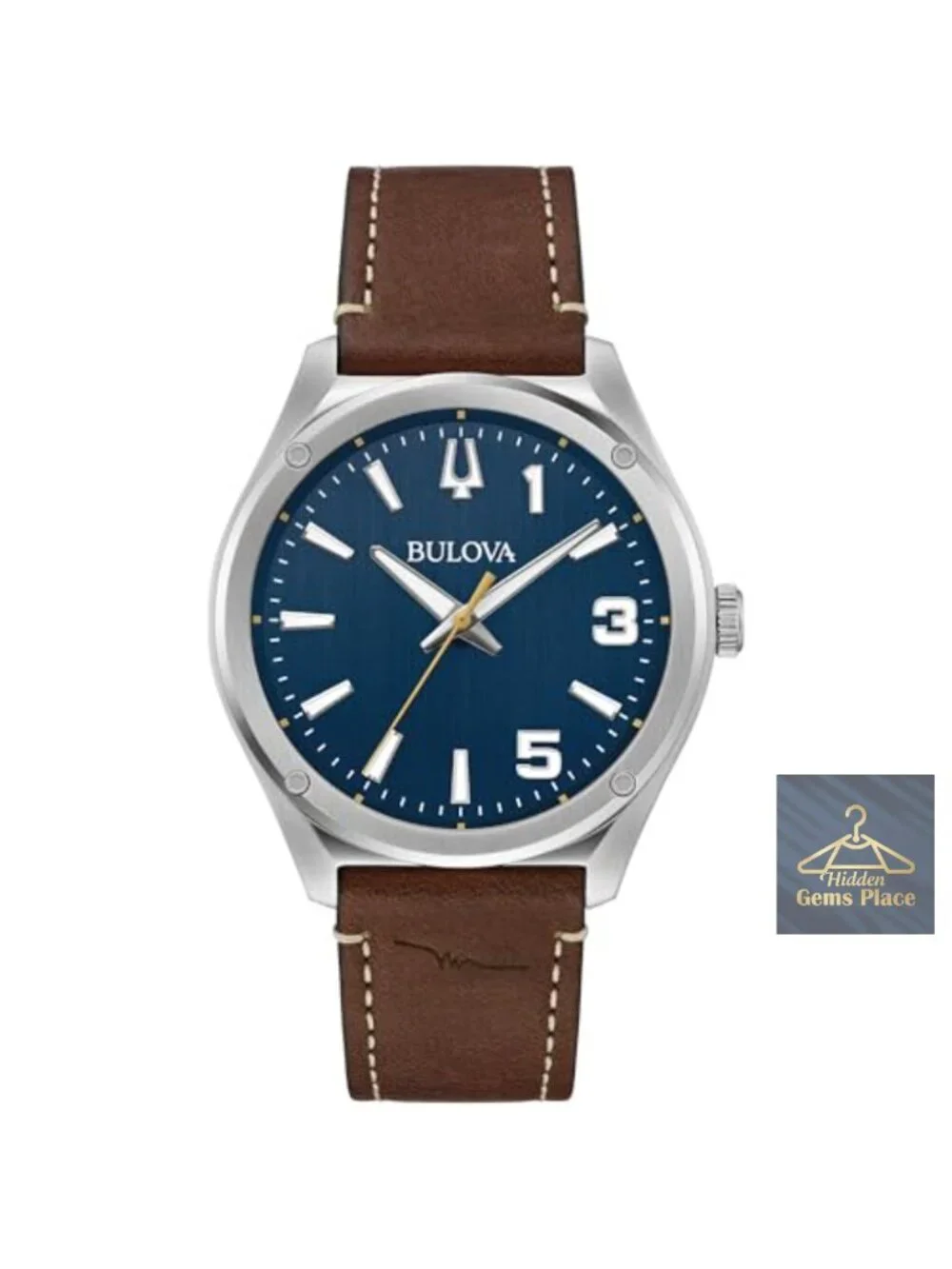 Men's Stainless Steel Quartz Watch, Sapphire Crystal, Leather Strap